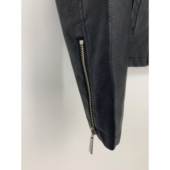 JOU JOU Black Zip Up Faux Leather Moto Jacket Size M - Picture 3 of 11